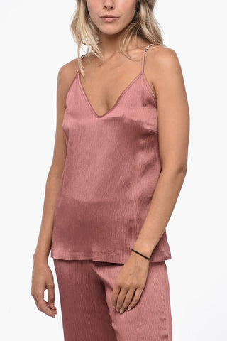 STUDIO Jacquard LUME Slip Top with Rhinestoned Straps