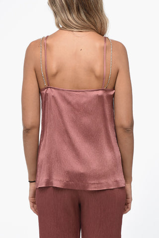STUDIO Jacquard LUME Slip Top with Rhinestoned Straps