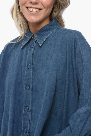 MM6 Bat-wing Sleeved Denim Shirt