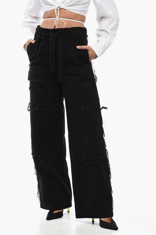 Cotton Cargo Denims with Raw-cut Details