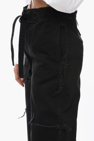 Cotton Cargo Denims with Raw-cut Details