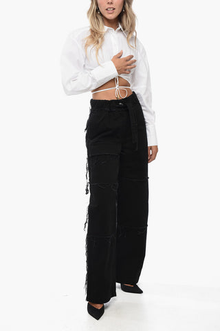 Cotton Cargo Denims with Raw-cut Details