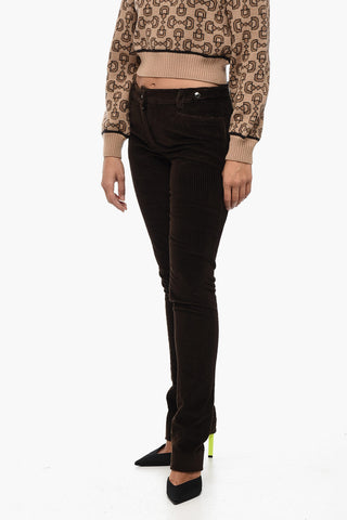 Bootcut-Hose aus geripptem Velours mit Gürtelschlaufen