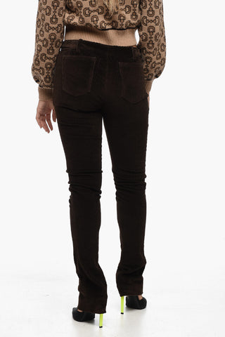 Bootcut-Hose aus geripptem Velours mit Gürtelschlaufen