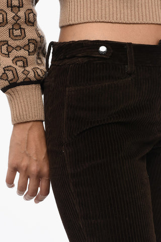 Bootcut-Hose aus geripptem Velours mit Gürtelschlaufen