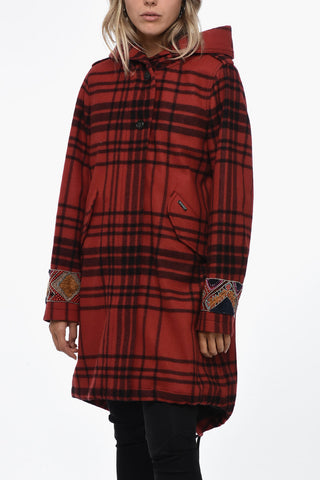 Tartan Parka Jacket with Embroidered Detail