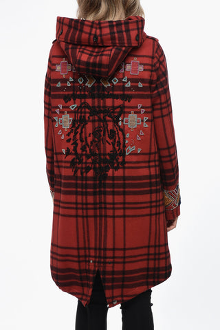 Tartan Parka Jacket with Embroidered Detail