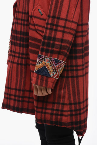Tartan Parka Jacket with Embroidered Detail
