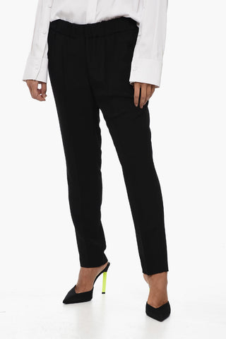 Silk Blend Chinos Pants with Elastic Waistband