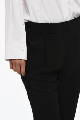 Silk Blend Chinos Pants with Elastic Waistband