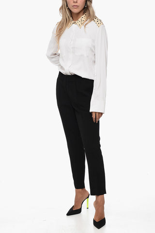 Silk Blend Chinos Pants with Elastic Waistband