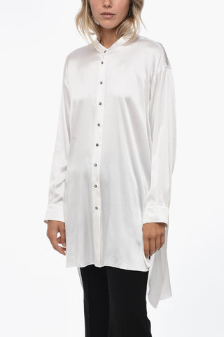 Camicia Asimmetrica GIOIA in Satin con Collo Coreano