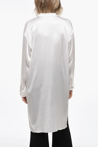 Camicia Asimmetrica GIOIA in Satin con Collo Coreano