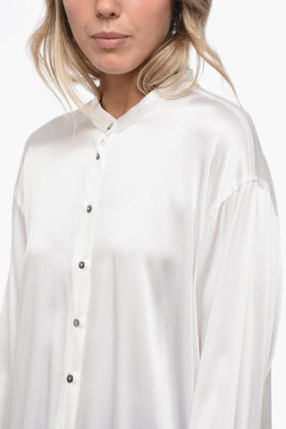 Camicia Asimmetrica GIOIA in Satin con Collo Coreano