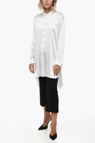 Camicia Asimmetrica GIOIA in Satin con Collo Coreano