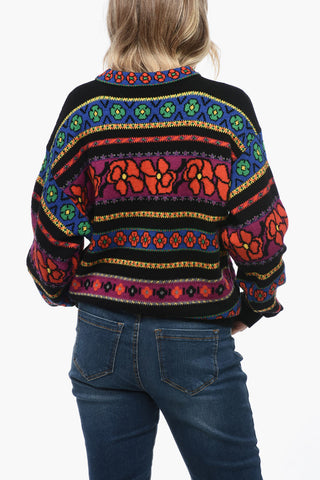 Pullover in Misto Lana con Motivo Fairisle