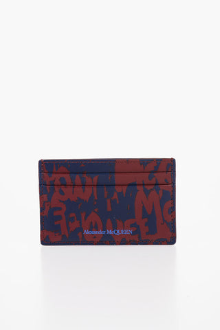 Leather Card Holder with Graffiti Pattern