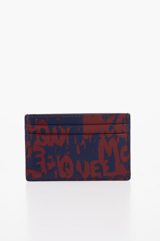 Leather Card Holder with Graffiti Pattern