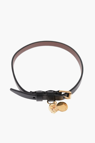 Double-Wrap Leather Bracelet with Skull Pendant