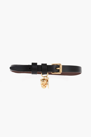 Double-Wrap Leather Bracelet with Skull Pendant
