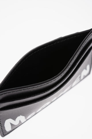 Leather Card Holder with Contrasting Logo