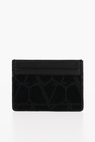 Leather Card Holder with Velvet Monogram