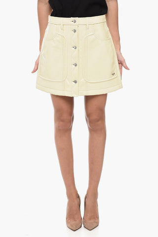Faux Leather O-AMBRA Skirt with Front Buttoning