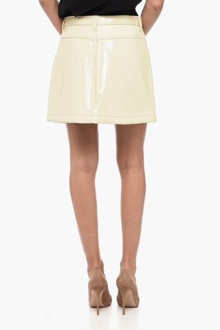 Faux Leather O-AMBRA Skirt with Front Buttoning