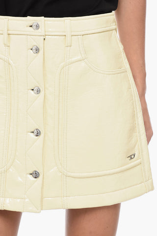 Faux Leather O-AMBRA Skirt with Front Buttoning