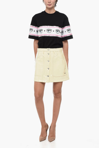 Faux Leather O-AMBRA Skirt with Front Buttoning