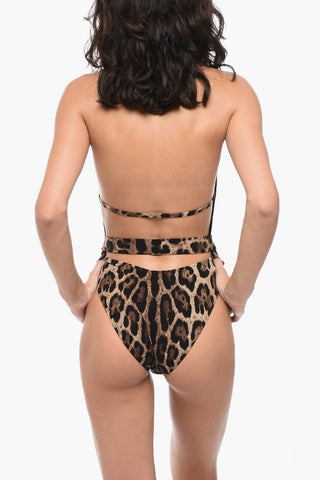 Animalier One-Piece Swuimsuit with Logoed Belt