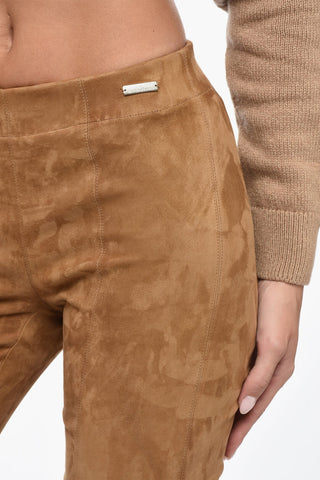 Suede Leggings with Elastic Waistband