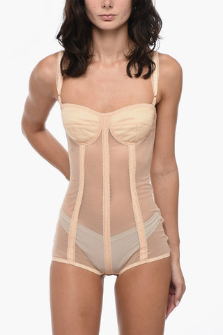 See-Through Corset Bodysuit with Lace Details