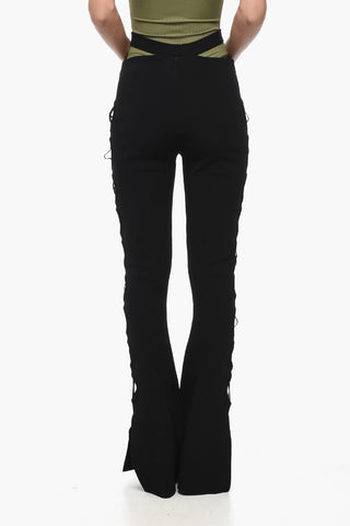 High-Waisted Knit Flare Pants with Cut-Out Details