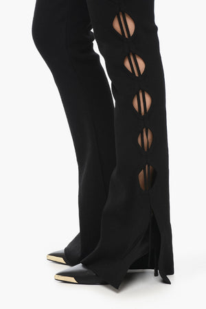 Pantaloni Flare in Maglia a Vita Alta con Dettagli Cut-out