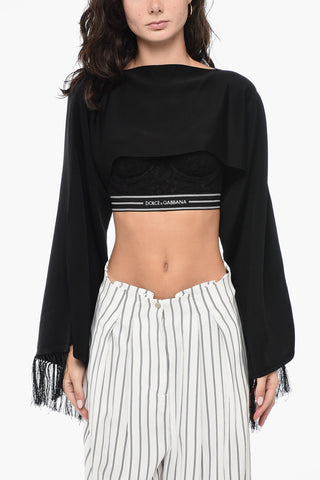 Solid Color Silk TUX Shrug with Fringes