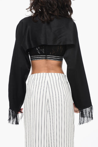 Solid Color Silk TUX Shrug with Fringes