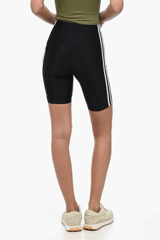 ADIDAS Stretch Fabric Biker Shorts with Contrasting Side Bands and Back Pocket