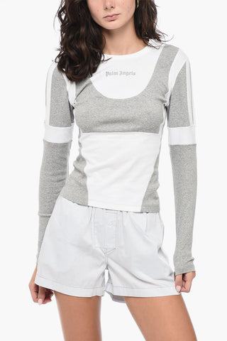 Long-Sleeved T-Shirt CUT FITTED with Contrast Fabrics