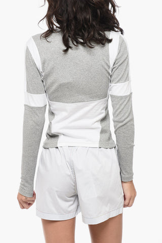 Long-Sleeved T-Shirt CUT FITTED with Contrast Fabrics