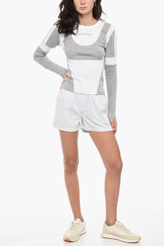 Long-Sleeved T-Shirt CUT FITTED with Contrast Fabrics