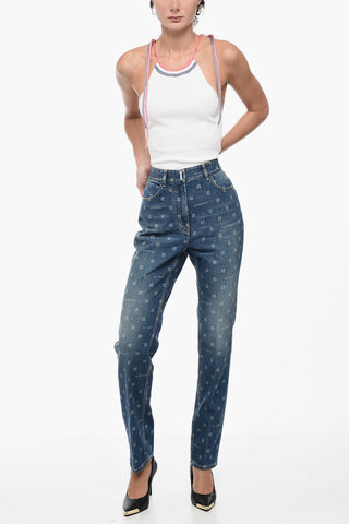 Jeans a Vita Alta in Denim Monogram 17cm
