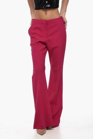 High Waisted Flare Fit Wool Pants