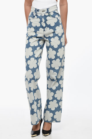 PARIS Floral Patterned Wide Leg Jeans 25cm