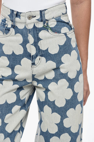 PARIS Floral Patterned Wide Leg Jeans 25cm
