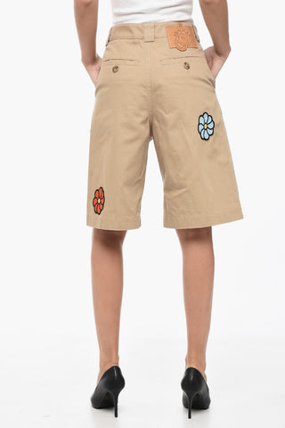 JW ANDERSON Coated Cotton Bermuda with Crochet Application