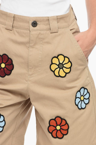 JW ANDERSON Coated Cotton Bermuda with Crochet Application
