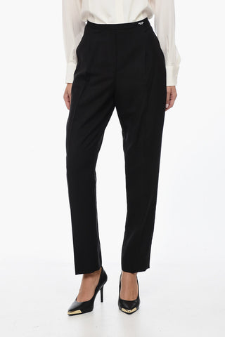 Single-pleated Mohair Blend Pants with Inner Petticoat