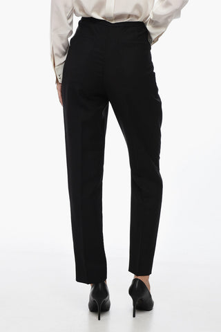 Single-pleated Mohair Blend Pants with Inner Petticoat