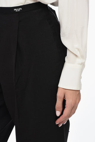 Single-pleated Mohair Blend Pants with Inner Petticoat